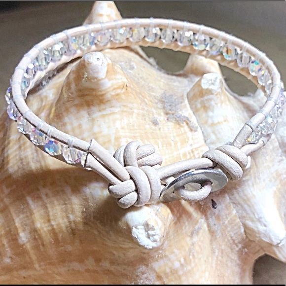 Blush Leather Swarovski Crystal Wrap - Picture 2 of 8